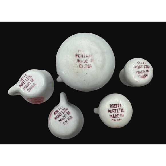 Vintage Pretty Port Ltd Miniature Tea Pot Sugar Creamer Dollhouse Tea Set - Picture 6 of 7